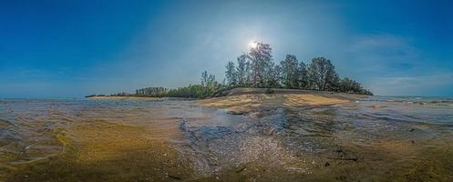 Panorama- Aussicht Über das Mund von bo Dan Fluss beim thailändisch Natai Strand foto