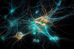 ein Darstellung von Neuroplastizität das Mensch Gehirn erstellt mit generativ ai Technologie. foto