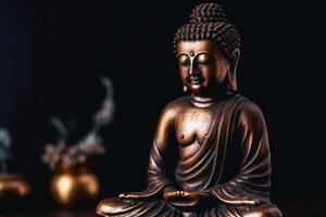 Buddhismus Statue Religion Konzept Hintergrund erstellt mit generativ ai Technologie. foto