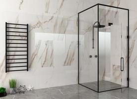 modernes Duschbad aus weißem Glas mit LED foto