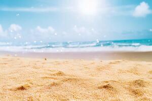 das Landschaft von Strand, Meer und Himmel im Sommer- mit ai generiert. foto