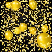 golden Ballon Band und Konfetti Feier Geburtstag Party Hintergrund. ai generiert foto