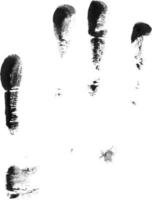 drucken von Hand oder Handabdruck von Kind mit Tinte isoliert auf Weiß Hintergrund, echt handgemacht Tinte Briefmarke foto