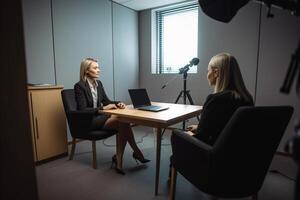 Job Interview Szene von Job Rekrutierung Foto Realismus erstellt mit ai Werkzeuge