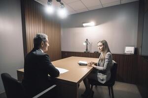 Job Interview Szene von Job Rekrutierung Foto Realismus erstellt mit ai Werkzeuge