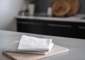 Weiß leer Baumwolle Küche Handtuch foto