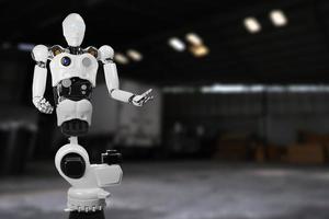 Arm Roboter ai Herstellung Box Produkt Objekt zum Herstellung Industrie Technologie Produkt Export und importieren von Zukunft zum Produkte, Essen, Kosmetika, bekleidung Warenhaus mechanisch Zukunft Technologie foto