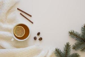 leckerer heißer Tee mit Zimtschnecken foto