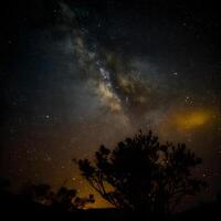 das Aussicht von das Himmel beim Nacht ist gefüllt mit Sterne .generativ ai foto