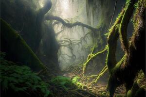 Wald gefüllt mit viele von Grün Bäume. generativ ai. foto