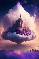 Schloss auf oben von ein Wolke im das Himmel. generativ ai. foto