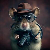 Ratte tragen ein Hut. generativ ai. foto