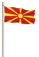 3d Flagge von Norden Mazedonien auf ein Säule foto