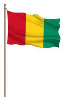 3d Flagge von Guinea auf ein Säule foto