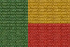 3d Flagge von Benin auf Backstein Mauer foto