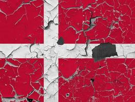 3d Flagge von Dänemark auf Stein Mauer foto