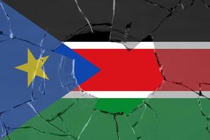 3d Flagge von Süd Sudan auf Glas foto