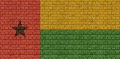 3d Flagge von Guinea-Bissau auf Backstein Mauer foto