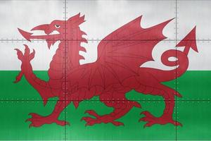 3d Flagge von Wales auf Metall foto