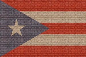 3d Flagge von puerto rico auf Backstein Mauer foto