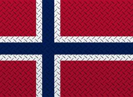 3d Flagge von Norwegen auf ein Metall Mauer Hintergrund. foto