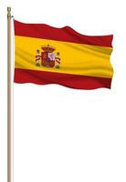 3d Flagge von Spanien auf ein Säule foto