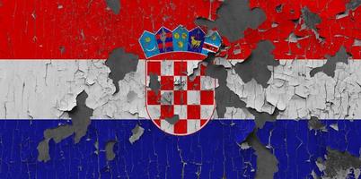 3d Flagge von Kroatien auf Stein Mauer foto