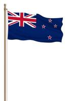 3d Flagge von Neu Neuseeland auf ein Säule foto