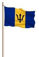 3d Flagge von Barbados auf ein Säule foto