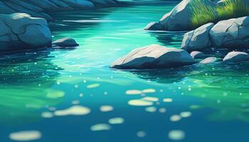 Wasser Hintergrund, Digital Kunst Illustration, generativ ai foto