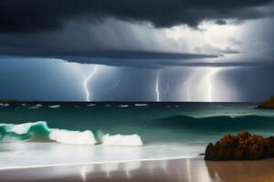 ein Gewitter ist Kommen im das Felder von Süd Afrika. das Sturm ist Kommen. ai generiert foto