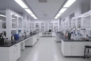 modern Labor Innere zum Chemie Prüfungen. ai generiert foto