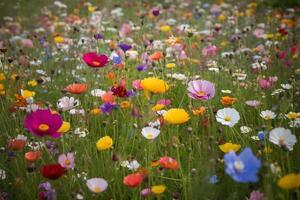 bunt Frühling Blume Wiese. ai generiert foto