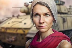 Porträt von ein ukrainisch Frau. neural Netzwerk ai generiert foto