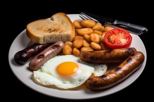 Englisch Frühstück Essen Speisekarte. ai generiert. foto