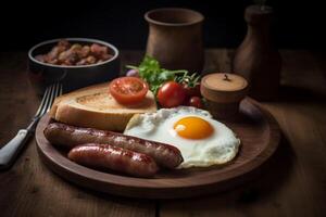 Englisch Frühstück Essen Speisekarte. ai generiert. foto