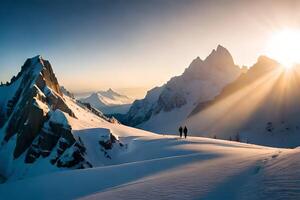 Kletterer im das schweizerisch Alpenfraujoch, Schweiz ai generiert foto