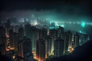 modern Stadt Nacht hell Licht Illustration Hintergrund mit generativ ai foto