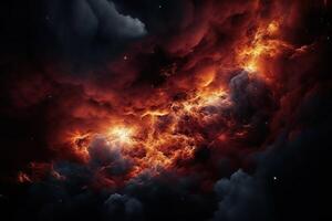 Feuer Verbrennung Wolke im Raum Illustration Hintergrund mit generativ ai foto