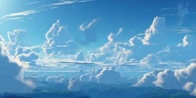 Blau Himmel mit Wolke Hintergrund, wolkig Himmel zum Sommer- Zeit. generativ ai foto