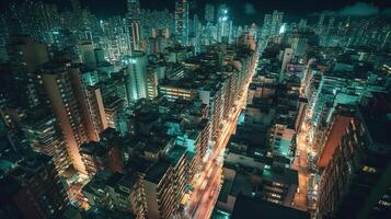 Hong kong Drohne Aussicht , generiert ai Bild foto