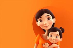 glücklich Mutter Tag, Mutter mit Kind 3d Illustration auf isoliert Hintergrund generativ ai foto