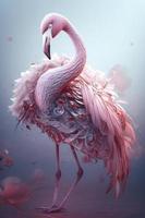 ganze Körper Länge detailliert, ultrarealistisch süß Tier von Flamingo Licht Rosa im Fantasie Himmel, ein Pastell- Farbe, Fantasie Surrealismus Wunderland, Aquarell, erzeugen ai foto