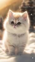ein süß kurzbeinig Weiß kurzhaarige Kätzchen, erzeugen ai foto
