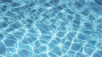 abstrakt Schwimmbad Wasser Oberfläche und Hintergrund mit Sonne Licht Betrachtung, generieren ai foto