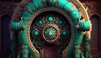 Steampunk Portal Generator, Digital Kunst Illustration, generativ ai foto