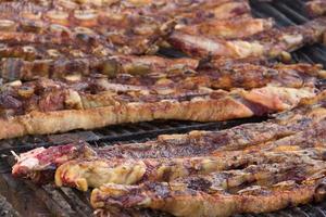 traditionell Fleisch gegrillt auf das Grill im das Argentinien Landschaft foto