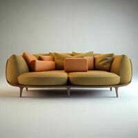 Couch mit ein Menge von Kissen auf Es. generativ ai. foto