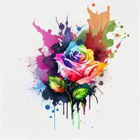 Aquarell Gemälde von ein Rose auf ein Weiß Hintergrund. generativ ai. foto