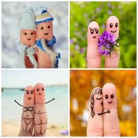 Finger Kunst von ein glücklich Paar. vier Jahreszeiten. foto